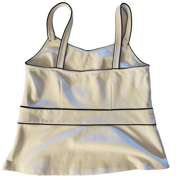 Ann Taylor White Black Piped Pique Ponte Tank, Sz L - Picture 7 of 8